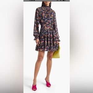 Cinq à Sept Multicolor Floral Long Sleeve Dress Size 6. Missing belt